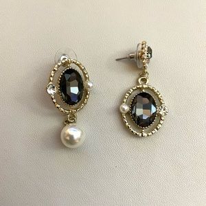 Faux Pearl Rhinestone Drop Earrings